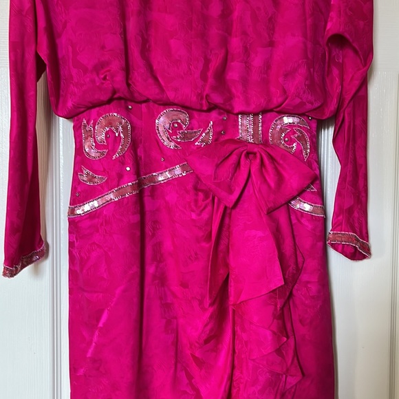 Vintage, EUC Beaded 100% Silk Midi Dress - Picture 2 of 4